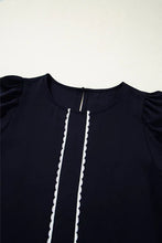 Load image into Gallery viewer, BLACK ON YOUR WAY SCALLOP TRIM MINI DRESS **SHIPPING EXPECTED TO BEGIN ON DATE 3/25**