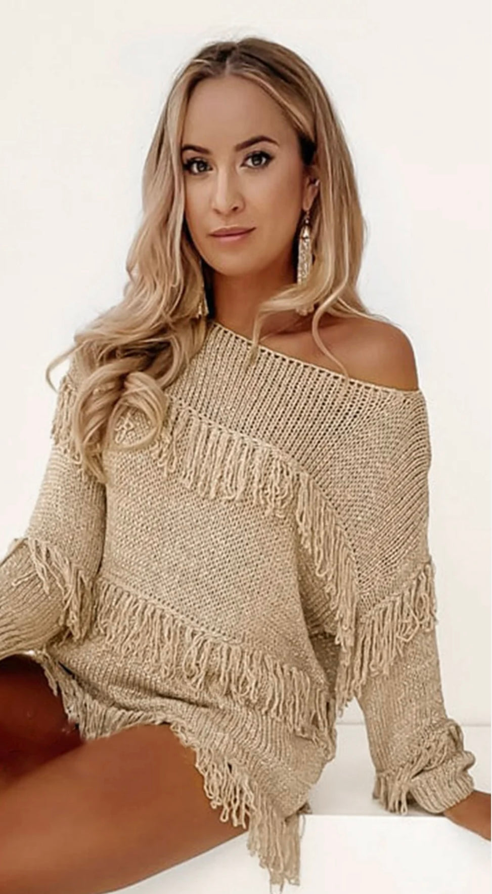 Fringe Detail Long Sleeve Sweater