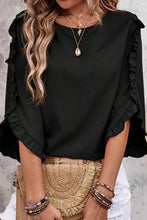 Load image into Gallery viewer, LOOK YOUR BEST BLACK TULIP SLEEVE BLOUSE **SHIPPING EXPECTED TO BEGIN ON DATE 3/14**