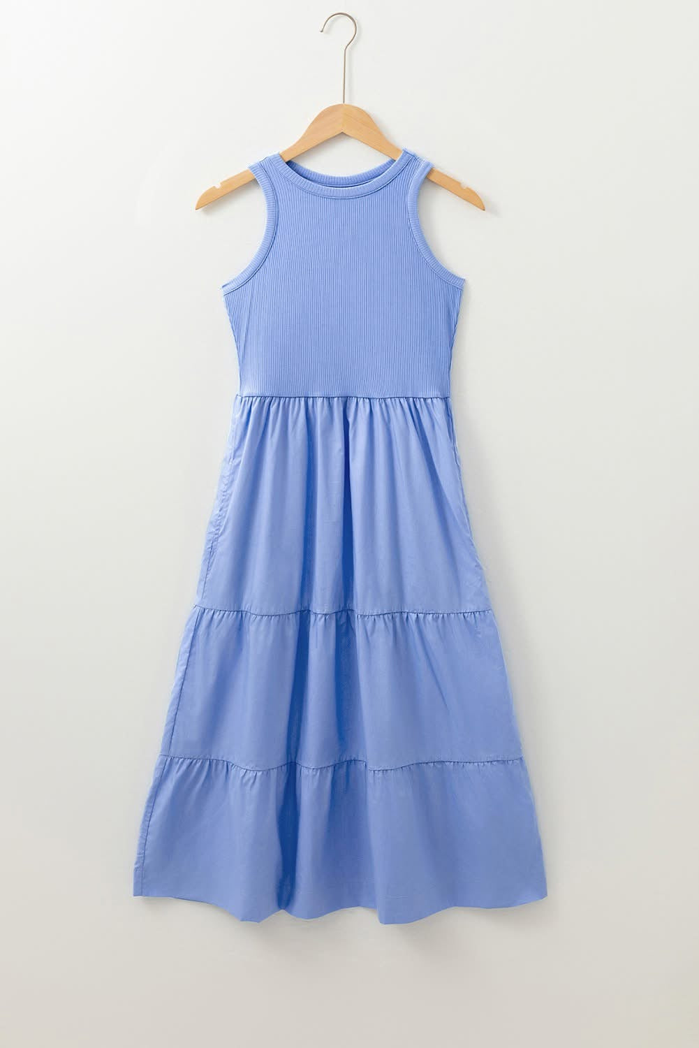 Ribbed Vest Tiered Midi Dress