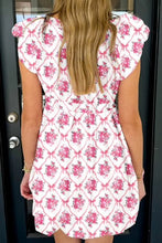 Load image into Gallery viewer, PINK COQUETTE CUTIE V-NECK MINI DRESS **SHIPPING EXPECTED TO BEGIN ON DATE 3/15**