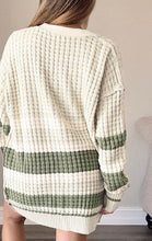 Load image into Gallery viewer, Plus Size Striped Button Up Dropped Shoulder Cardigan