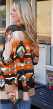 Load image into Gallery viewer, Geometric Open Front Long Sleeve Cardigan with Pockets