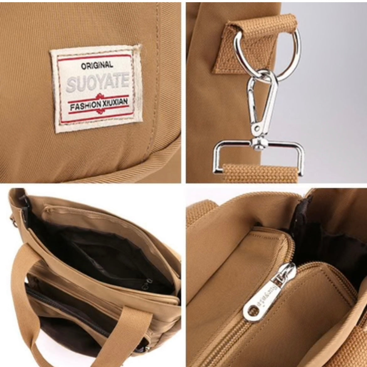 Multi Pockets Zipped Large Canvas Shoulder Bag Koc Wholesale