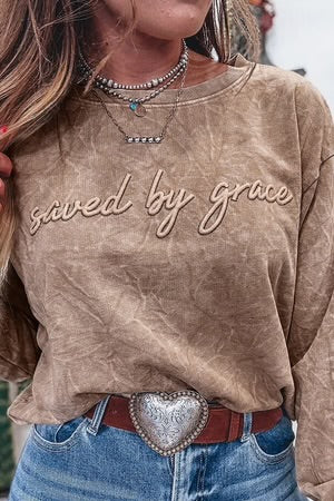 SAVED BY GRACE DUNE MINERAL WASH LOOSE SWEATSHIRT **SHIPPING EXPECTED TO BEGIN ON DATE 9/09**