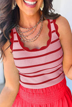 Load image into Gallery viewer, COASTLINE CRUSH BLACK STRIPE SCALLOPED TANK TOP **SHIPPING EXPECTED TO BEGIN ON DATE 6/14**