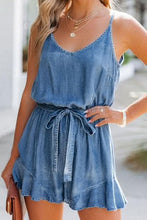Load image into Gallery viewer, SUNNY DAYS ASHLEIGH BLUE DENIM ROMPER **SHIPPING EXPECTED TO BEGIN ON DATE 3/5**
