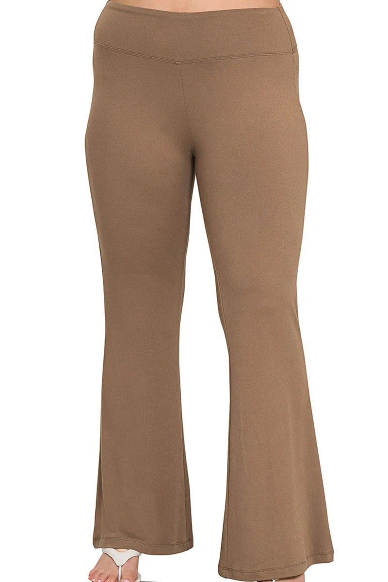 Zenana Plus Size Mocha Flare leggings