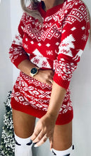 Load image into Gallery viewer, Christmas Element Round Neck Mini Sweater Dress