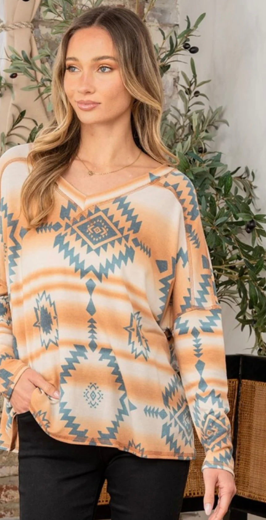 Sew In Love Full Size Printed French Terry V-Neck T-Shirt