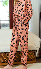 Load image into Gallery viewer, Leopard Round Neck Top and Pants Lounge Set