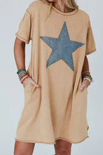 Load image into Gallery viewer, STAR OF THE SHOW PALE KHAKI T-SHIRT DRESS **SHIPPING EXPECTED TO BEGIN ON DATE 4/8**