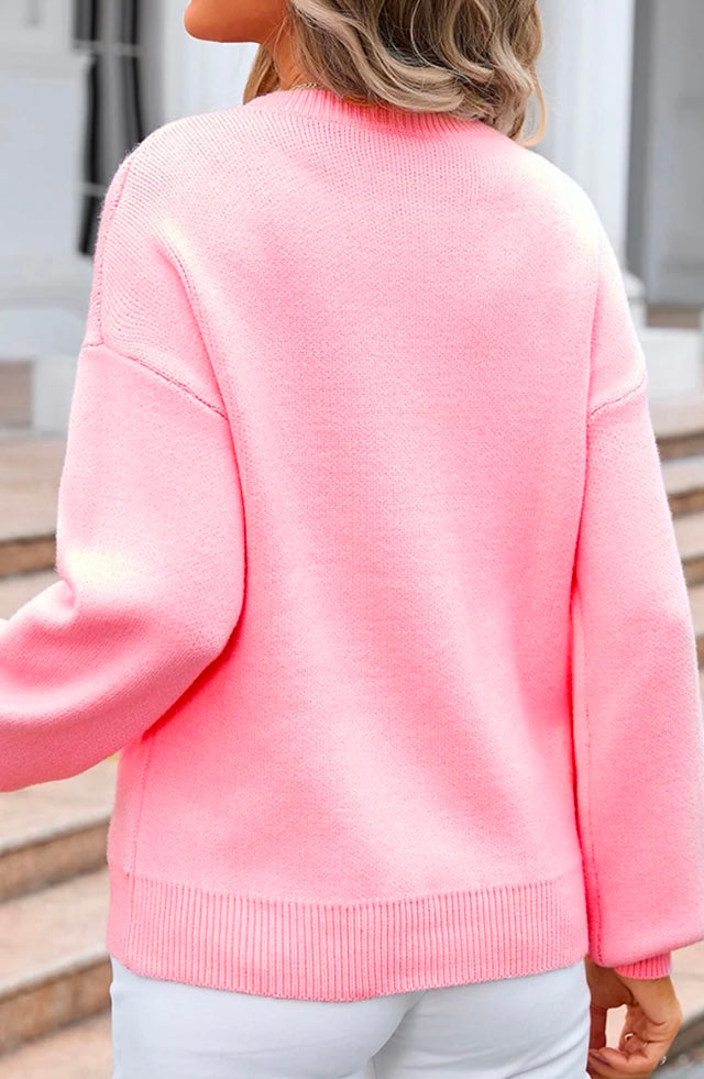 Bow Round Neck Long Sleeve Sweater