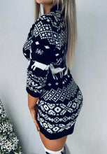 Load image into Gallery viewer, Christmas Element Round Neck Mini Sweater Dress