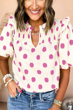 Load image into Gallery viewer, STRIVE FOR THE BEST ROSE DOT BALLOON SLEEVE BLOUSE **SHIPPING EXPECTED TO BEGIN ON DATE 4/8**