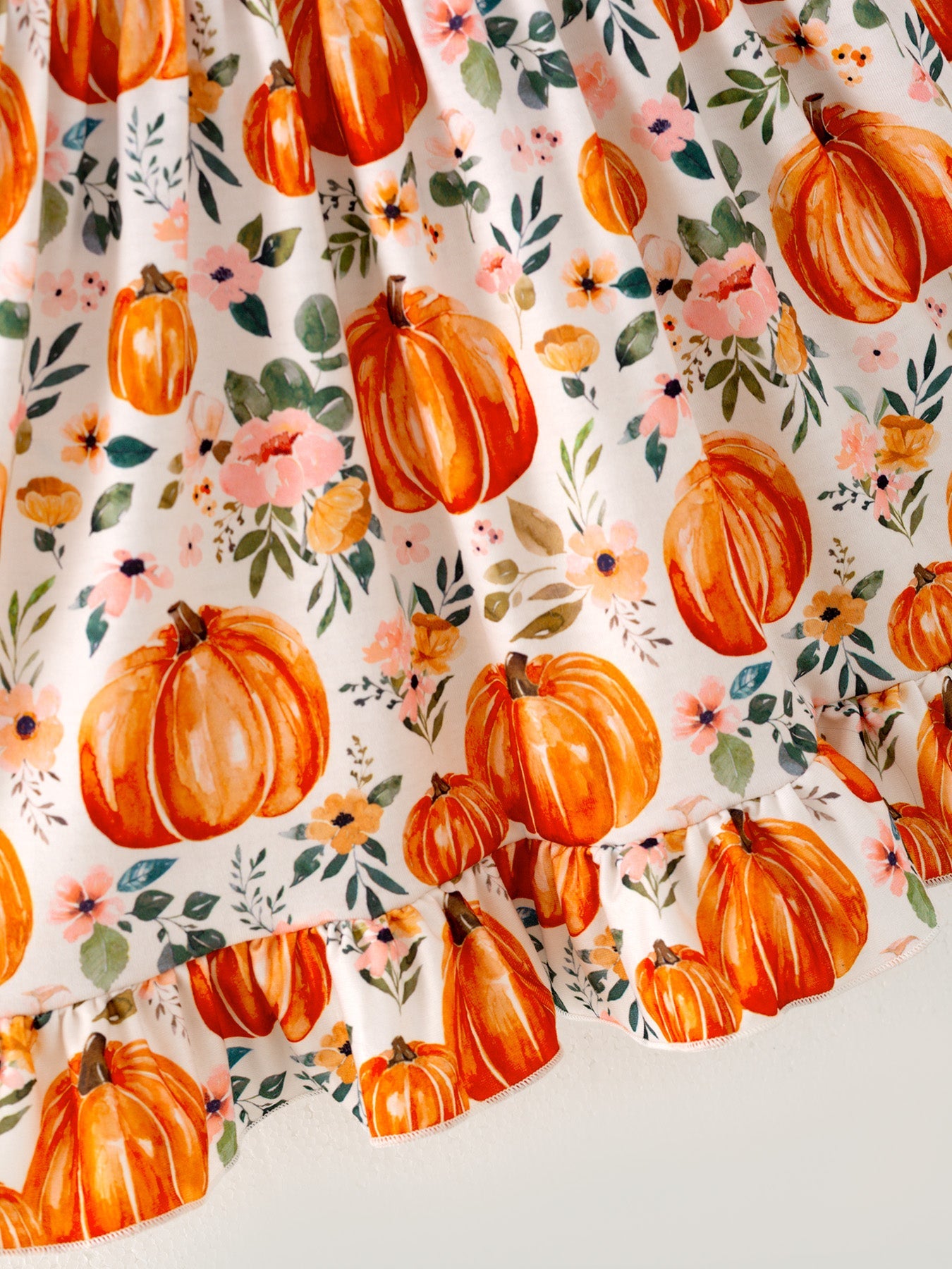 Girls FALL Pumpkin Print Long Sleeve Dress Rylee Faith Designs