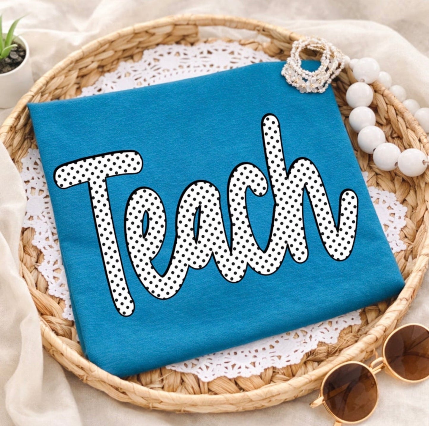 Teach Polka Dot (Tultex Teal DTF Tee)