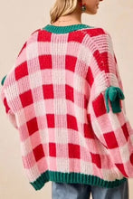 Load image into Gallery viewer, SWEET DECEMBER PINK CHECKED CARDIGAN **SHIPPING EXPECTED TO BEGIN ON DATE 10/29**