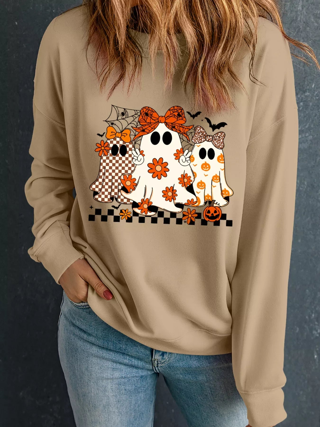 Halloween Ghost Graphic Drop Shoulder Sweatshirt