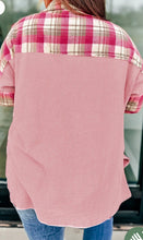 Load image into Gallery viewer, Pink Plaid Patchwork Plus Shacket