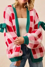 Load image into Gallery viewer, SWEET DECEMBER PINK CHECKED CARDIGAN **SHIPPING EXPECTED TO BEGIN ON DATE 10/29**