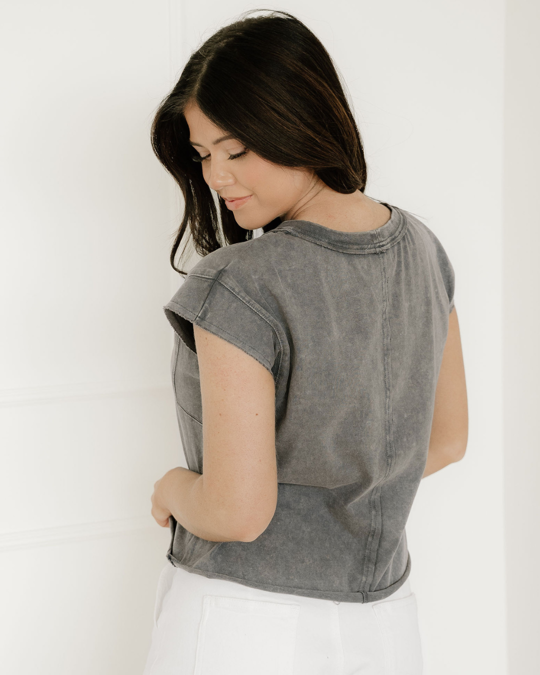 Mineral Wash Boxy Fit Cotton Tank Top - Gray Indie & Co.