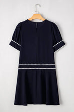 Load image into Gallery viewer, BLACK ON YOUR WAY SCALLOP TRIM MINI DRESS **SHIPPING EXPECTED TO BEGIN ON DATE 3/25**