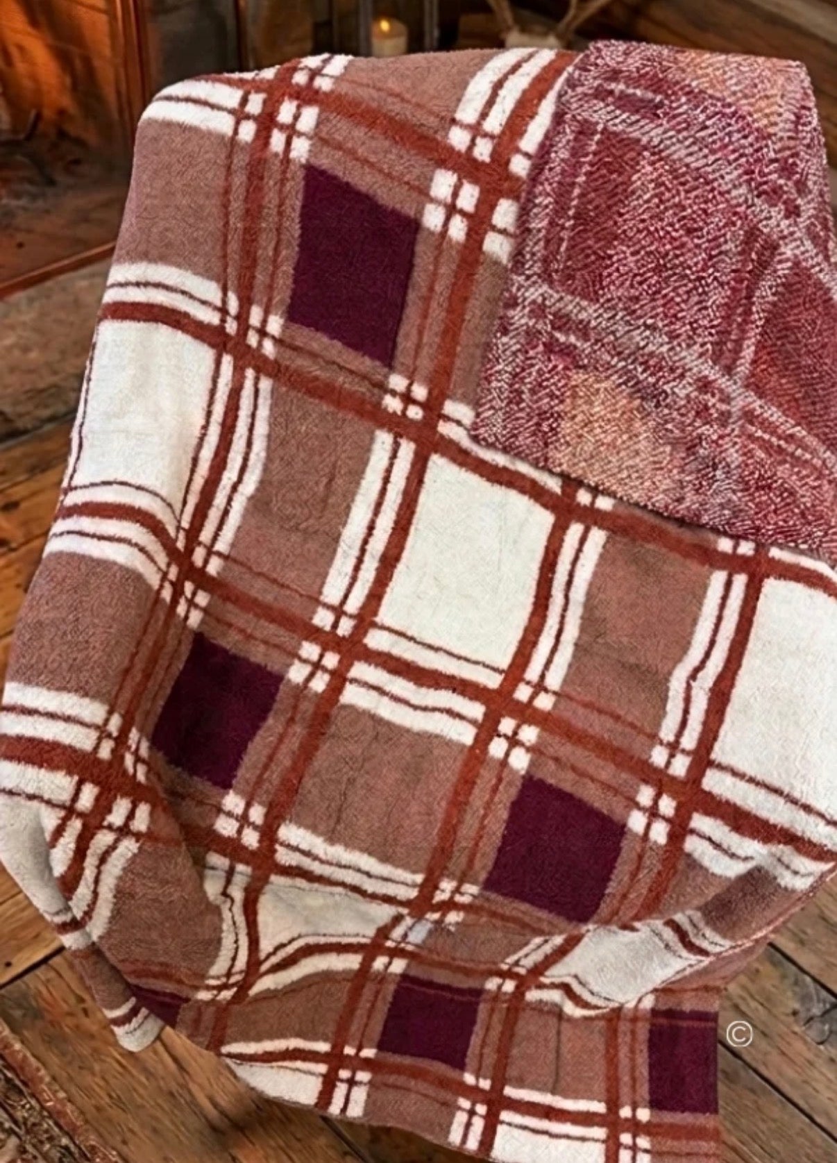 Amber Glow Brown Plaid Blanket
