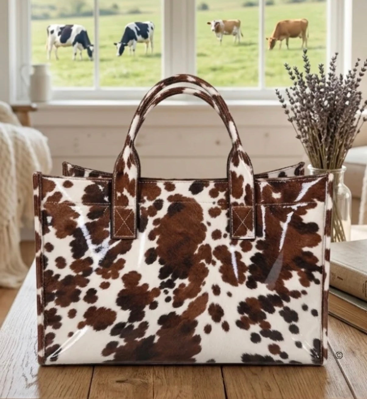 ETA 10/29-11/12 The Cowhide Cutie Vinyl Tote Bag