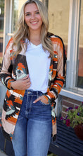 Load image into Gallery viewer, Geometric Open Front Long Sleeve Cardigan with Pockets