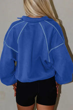 Load image into Gallery viewer, BLUE SKIES AHEAD BUTTON-UP COLLAR SWEATSHIRT **SHIPPING EXPECTED TO BEGIN ON DATE 10/29**