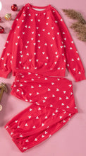 Load image into Gallery viewer, Heart Round Neck Top and Pants Set