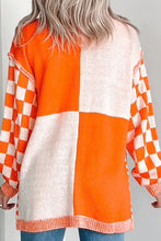 Load image into Gallery viewer, ORANGE CHECKED CARDIGAN **SHIPPING EXPECTED TO BEGIN ON DATE 8/1**