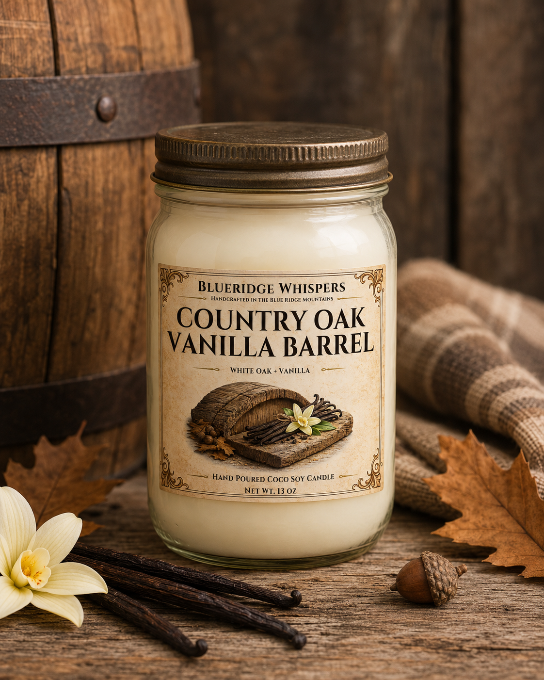Country Oak Vanilla Barrel – Oak & Vanilla Coco-Soy Candle