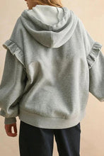 Load image into Gallery viewer, FRILL FACTOR GRAY RUFFLE SLEEVE HOODIE **SHIPPING EXPECTED TO BEGIN ON DATE 10/17**