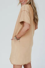 Load image into Gallery viewer, STAR OF THE SHOW PALE KHAKI T-SHIRT DRESS **SHIPPING EXPECTED TO BEGIN ON DATE 4/8**
