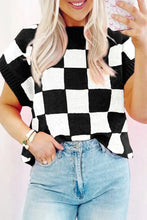 Load image into Gallery viewer, BLACK CHECKERBOARD BATWING SLEEVE SWEATER **SHIPPING EXPECTED TO BEGIN ON DATE 3/10**