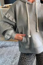 Load image into Gallery viewer, FRILL FACTOR GRAY RUFFLE SLEEVE HOODIE **SHIPPING EXPECTED TO BEGIN ON DATE 10/17**