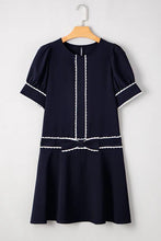 Load image into Gallery viewer, BLACK ON YOUR WAY SCALLOP TRIM MINI DRESS **SHIPPING EXPECTED TO BEGIN ON DATE 3/25**