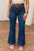Load image into Gallery viewer, Blue Stitched Cuffed Jeans