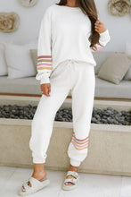 Load image into Gallery viewer, STEP AHEAD STRIPED BEIGE PULLOVER AND JOGGER SET **SHIPPING EXPECTED TO BEGIN ON DATE 10/22**