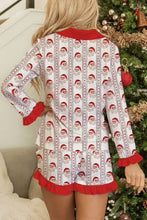 Load image into Gallery viewer, SANTA BABY RUFFLED BUTTON TOP AND SHORTS PAJAMA SET **SHIPPING EXPECTED TO BEGIN ON DATE 10/29**