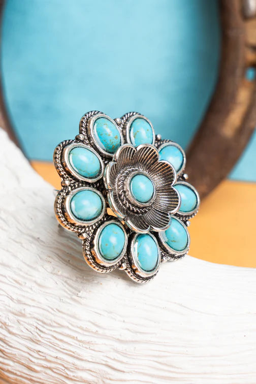 Turquoise Bella Bloom Cuff Ring