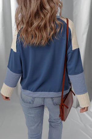 MIDNIGHT STARS DARK BLUE COLORBLOCK LONG SLEEVE TOP