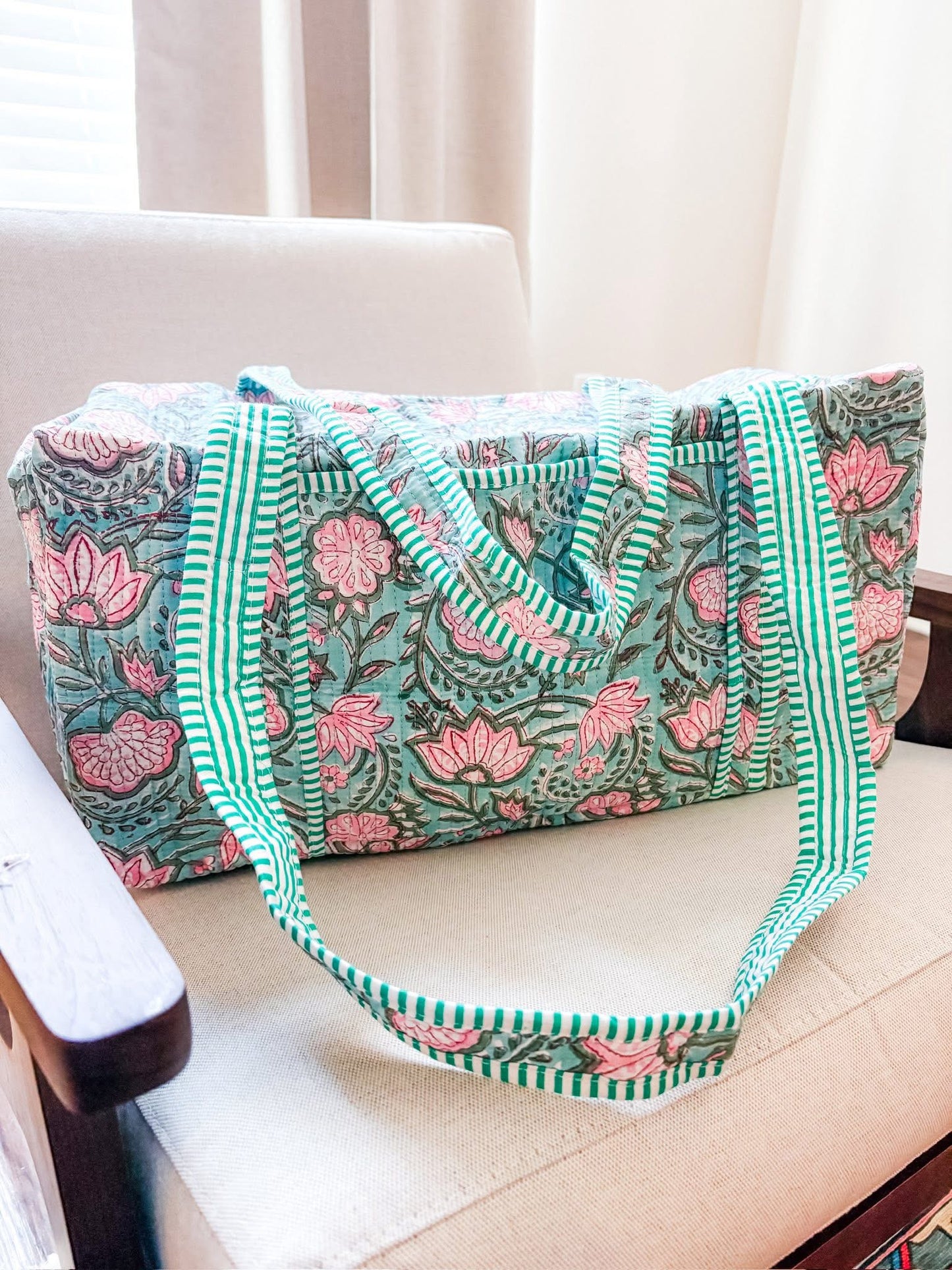 Lennon Blue Floral Duffle Bag