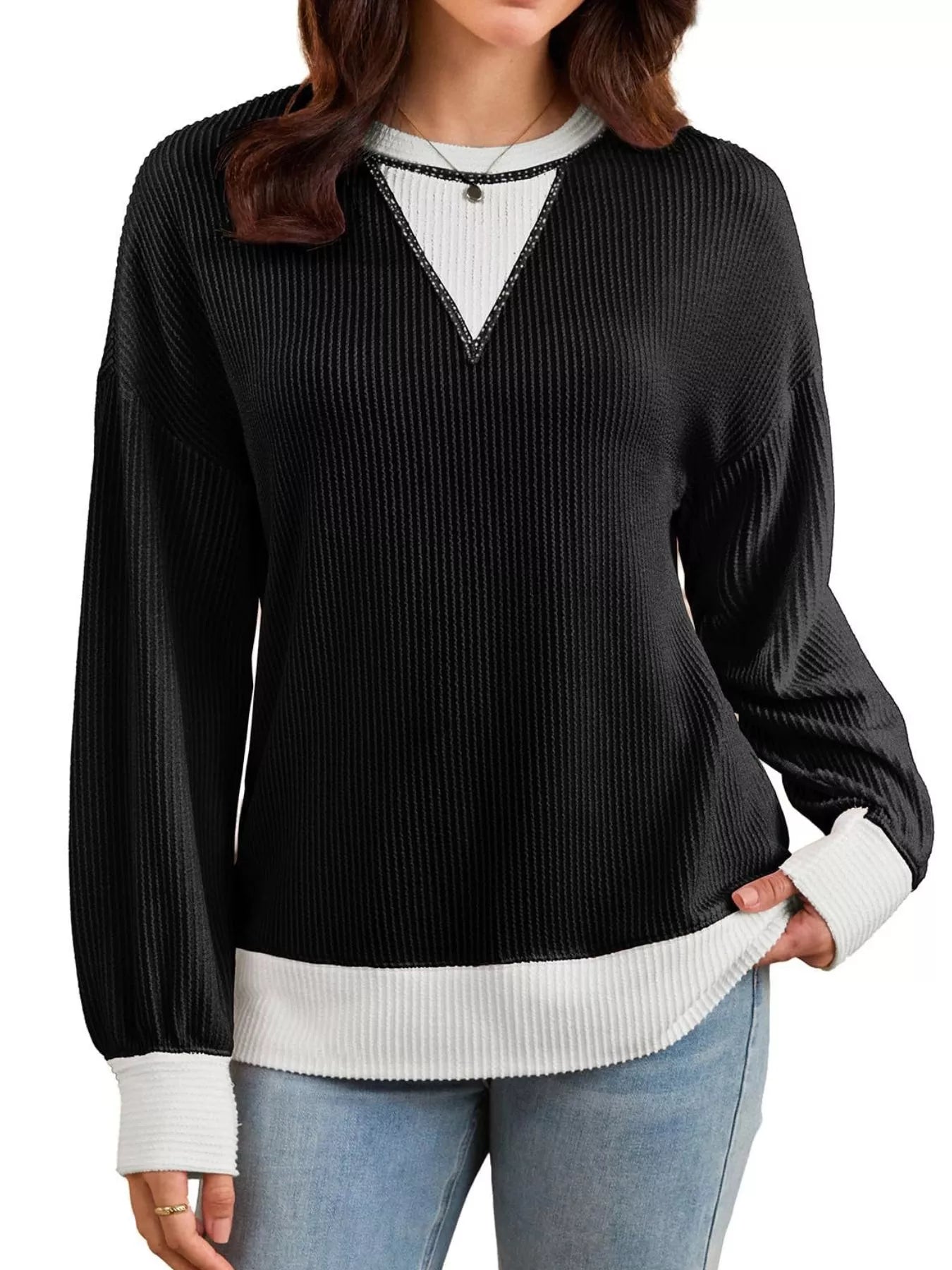 Contrast Dropped Shoulder Sweatshirt