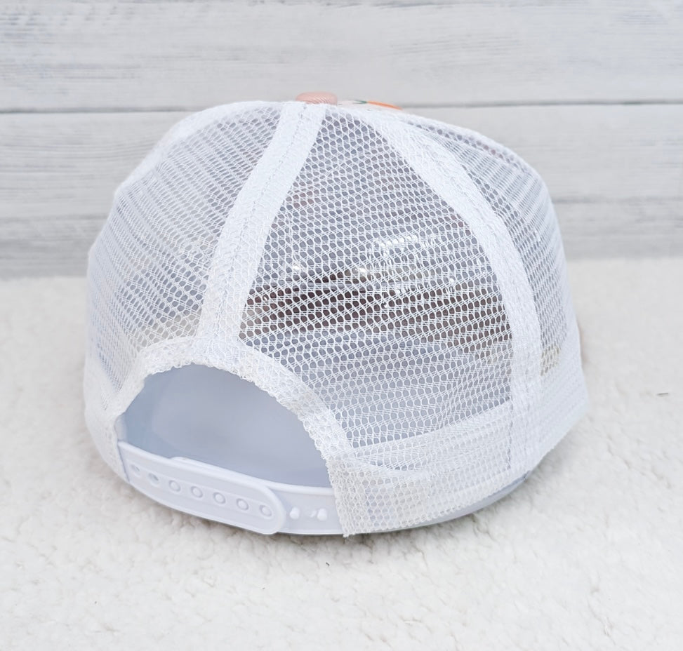 Peach Patterned Trucker Style Hat