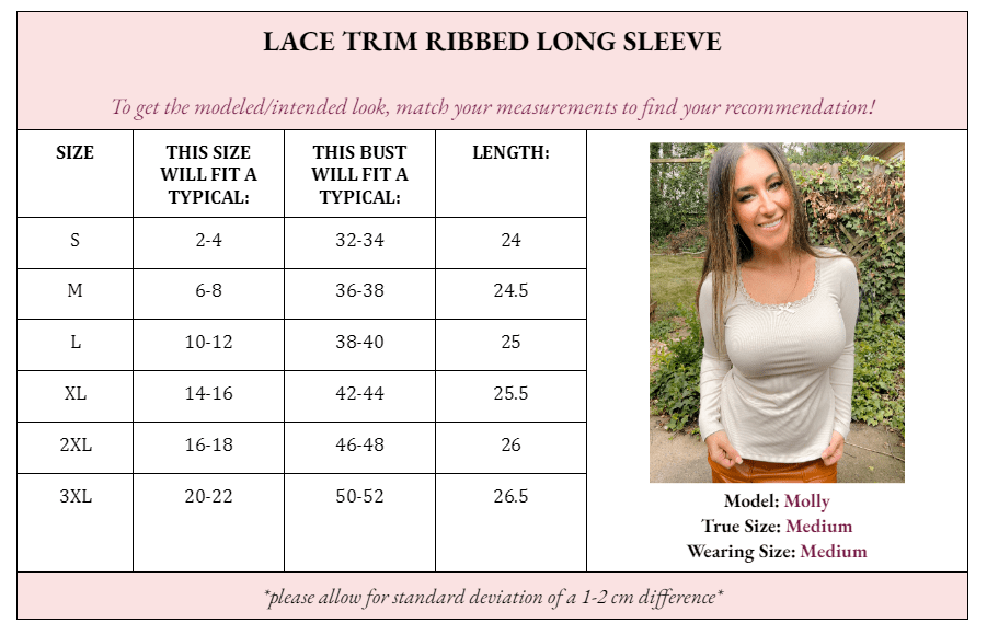 Lace Trim Ribbed Long Sleeve Girl Code Couture