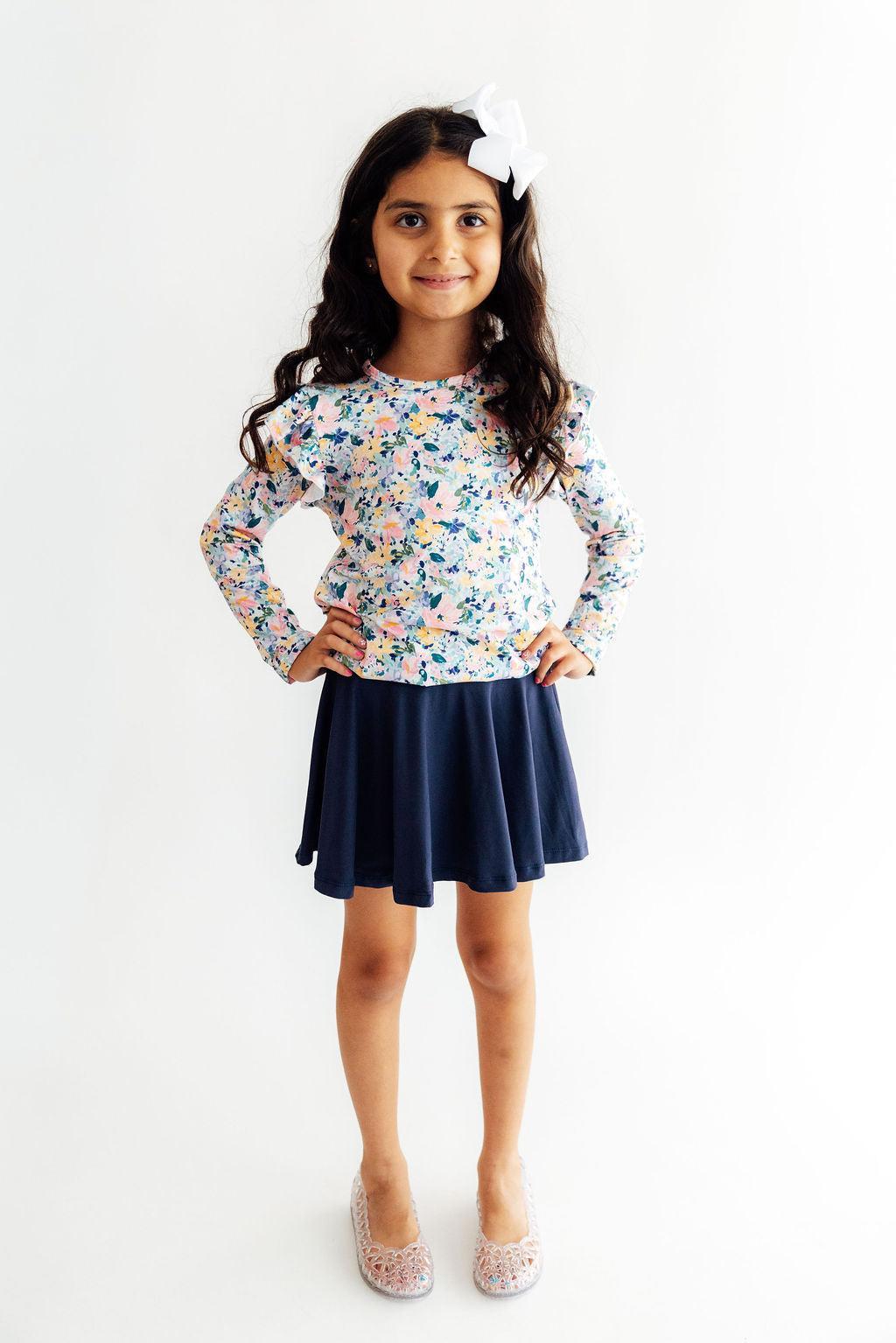 Fall Floral L/S Ruffle Tee Mila & Rose ®