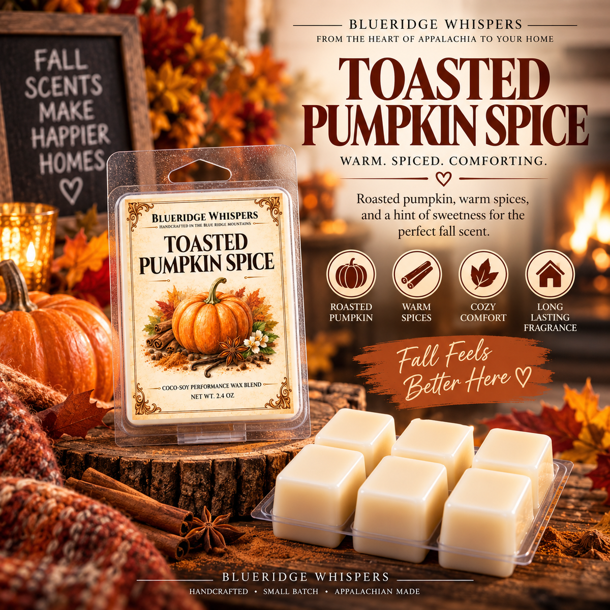 Toasted Pumpkin Spice Wax Melts – Fall Scented Soy
